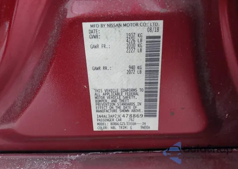 2018 Nissan Altima 2.5 S z USA, uszkodzony, nr VIN 1N4AL3AP2JC478869